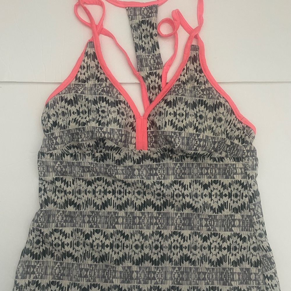 Small Go Gossip Geometric Tankini with Pink Accents
